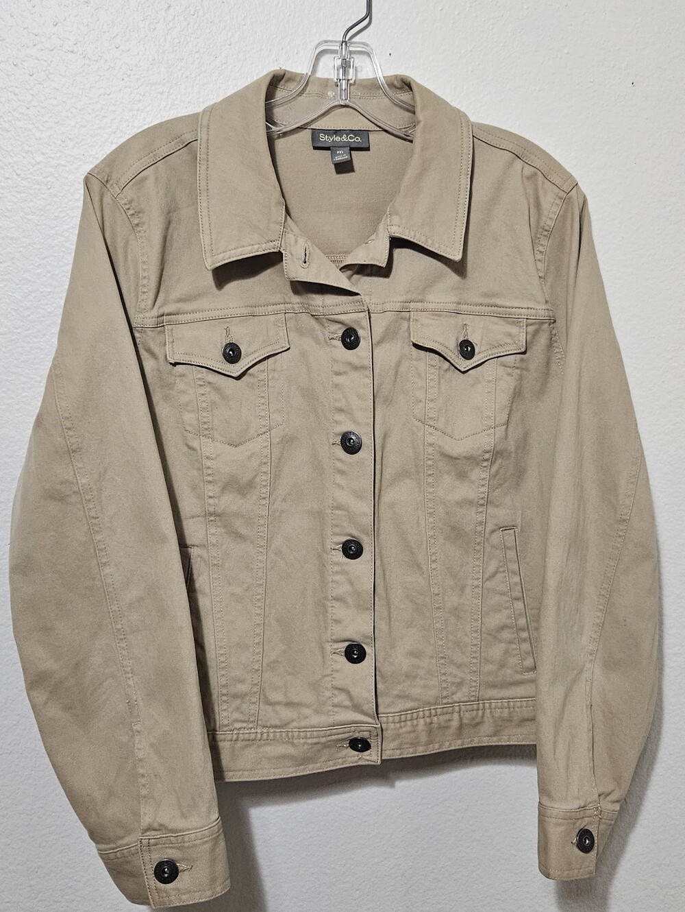 Style & Co. Beige/Tan Cotton Button-Front Jacket